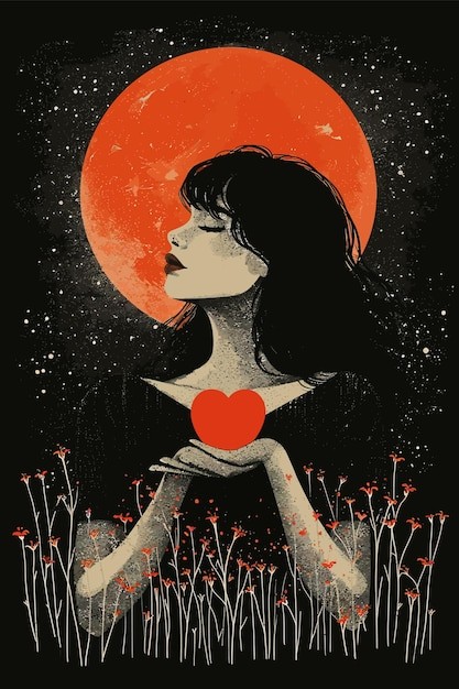 女性思维的心灵探索图形设计和T恤印花开放思维插画