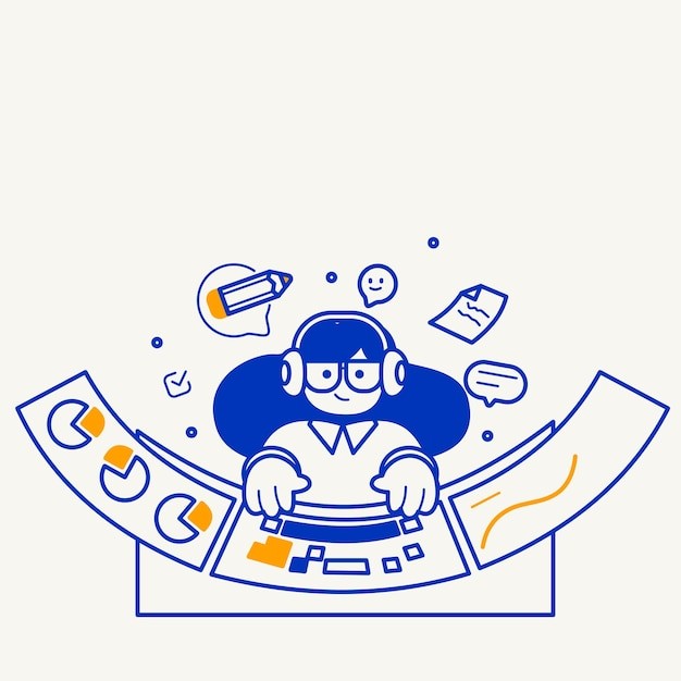 进入工作状态的人插画