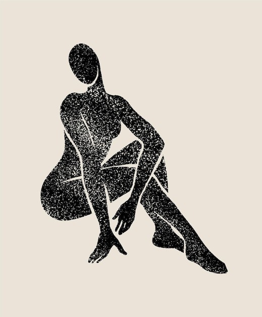 时尚抽象女性人物现代艺术装饰插画壁画