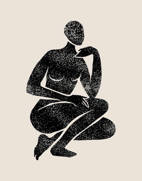 时尚抽象女性人物现代艺术装饰插画壁画