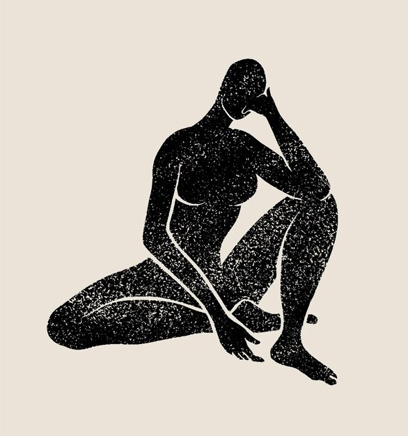 时尚抽象女性人物现代艺术装饰插画壁画