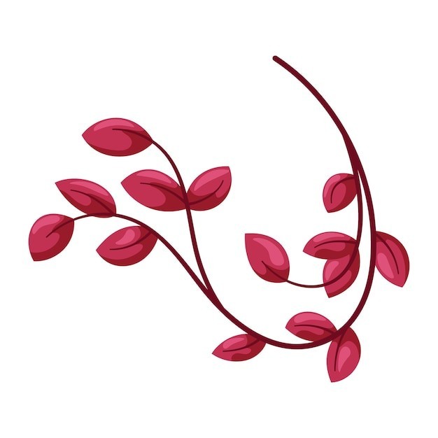 红秋树枝与叶卡通平面插画