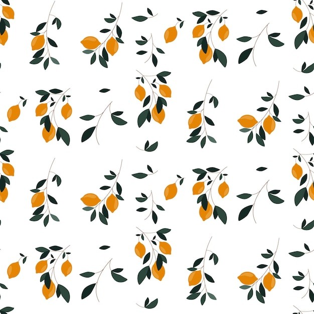 无缝柠檬枝叶花纹