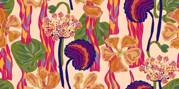 手绘植物树叶花纹