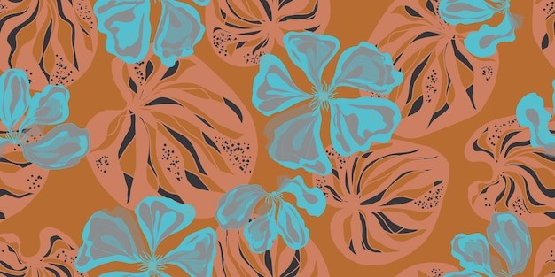 手绘植物树叶花纹