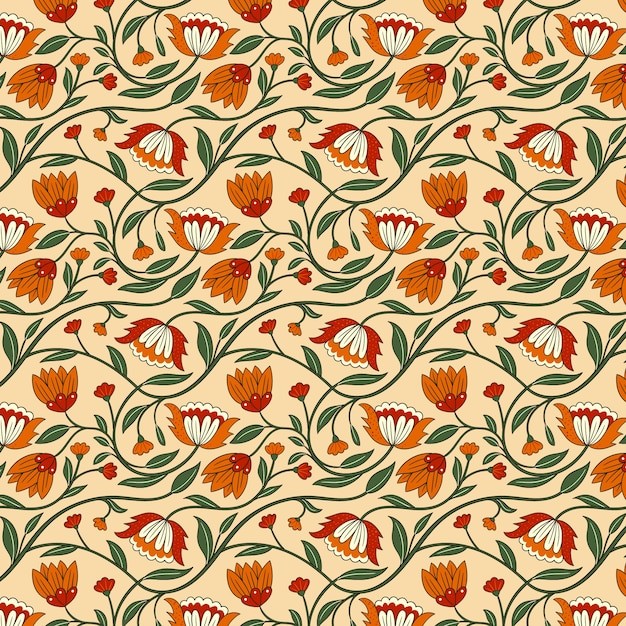 波斯地毯图案植物枝叶花纹