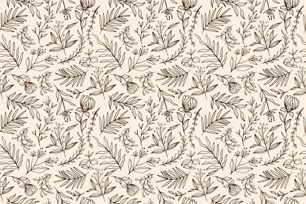 手绘植物枝叶树叶花朵花纹