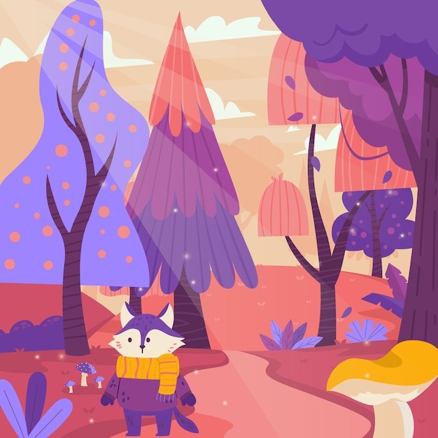 森林狐狸动物卡通儿童插画