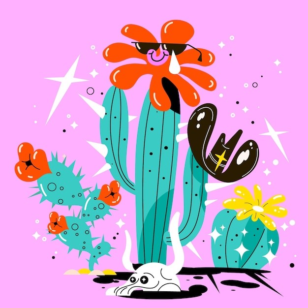 手绘仙人掌插画