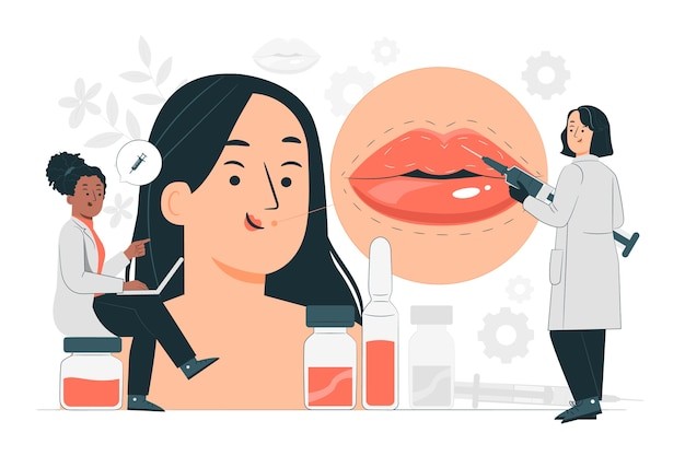 美容医美丰唇概念插画插图