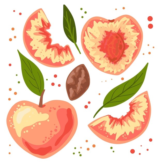 桃子水蜜桃插画元素