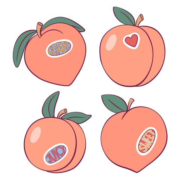 桃子水蜜桃插画元素