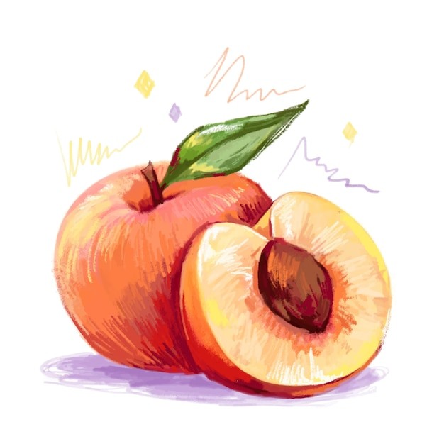 桃子水蜜桃插画元素