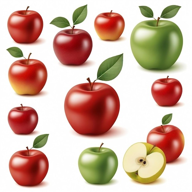 青苹果水果插画元素
