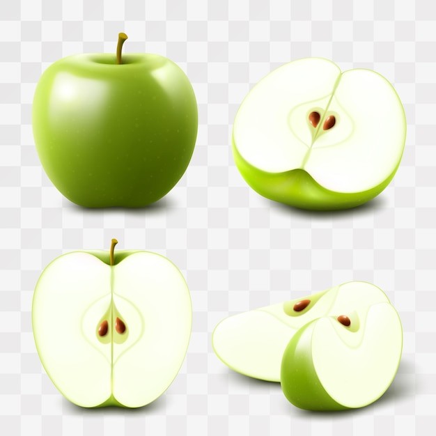 青苹果水果插画元素