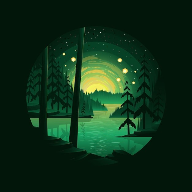 森林野外风景插画