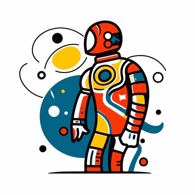 宇航员的波普艺术插画