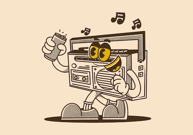 复古收音机吉祥物插画