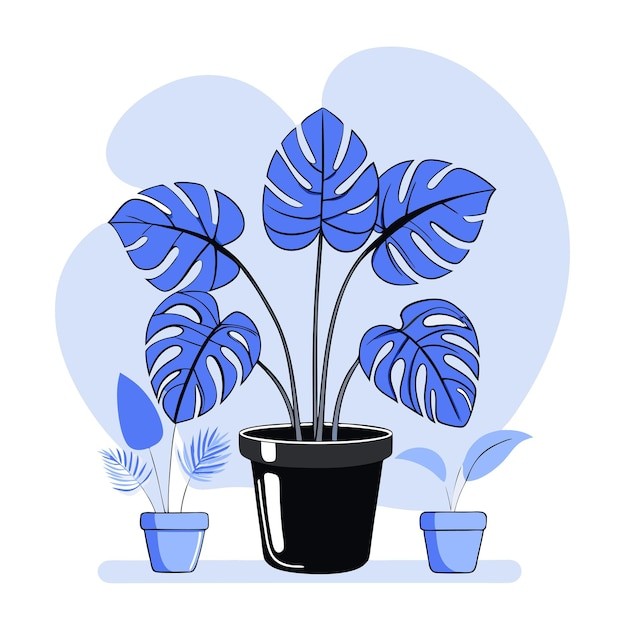 室内植物盆栽插画