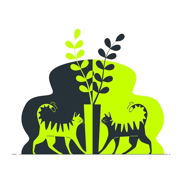 猫对比颜色插画