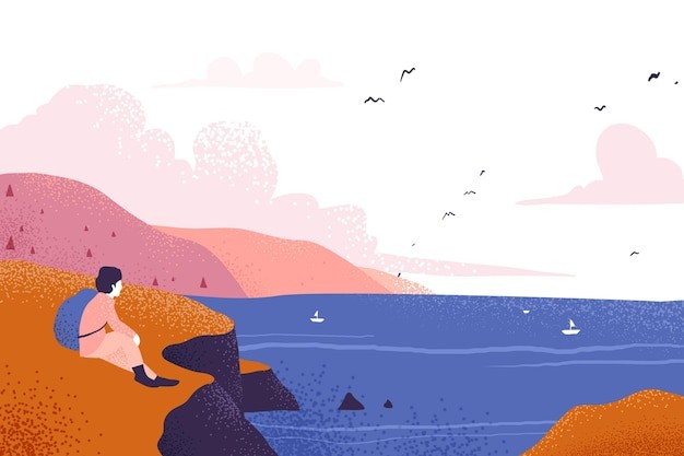 手绘冒险户外徒步插画