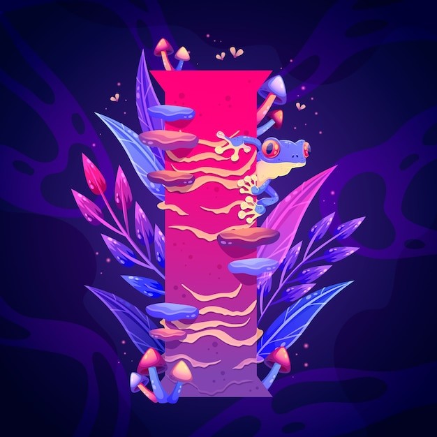 青蛙植物艺术插画