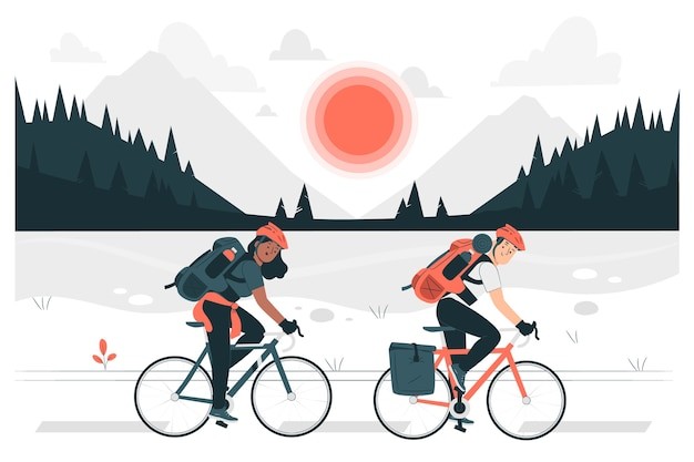 自行车骑行插画