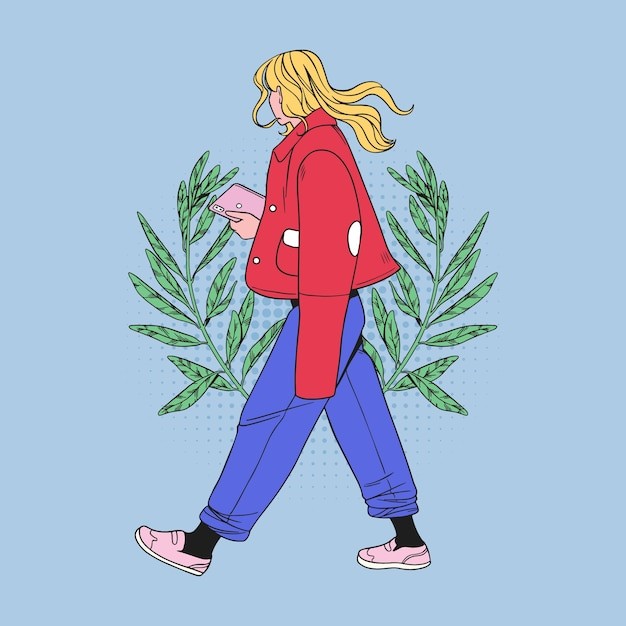 手绘人物女孩插画