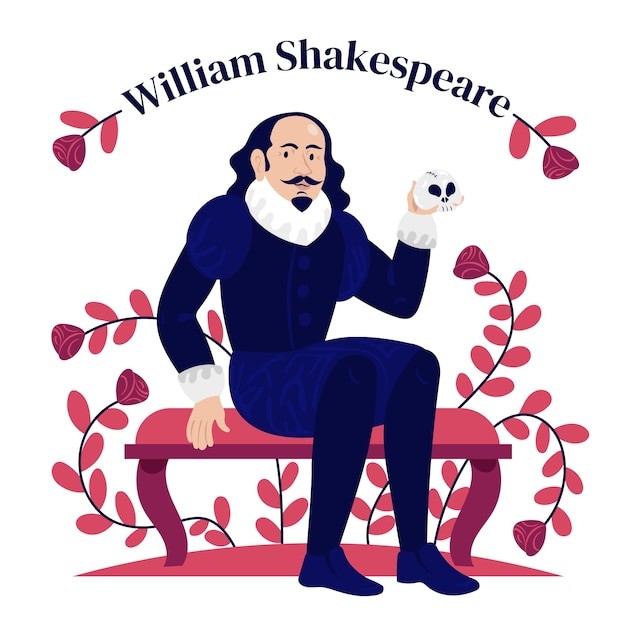 手绘扁平莎士比亚