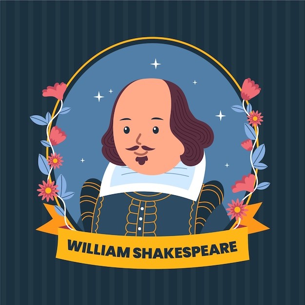 手绘扁平莎士比亚