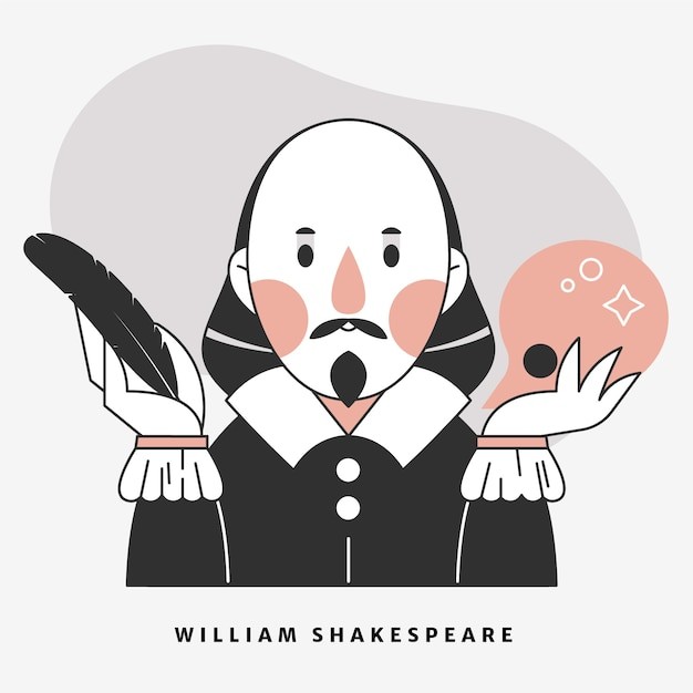 手绘扁平风格莎士比亚
