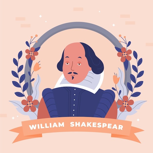 手绘扁平风格莎士比亚