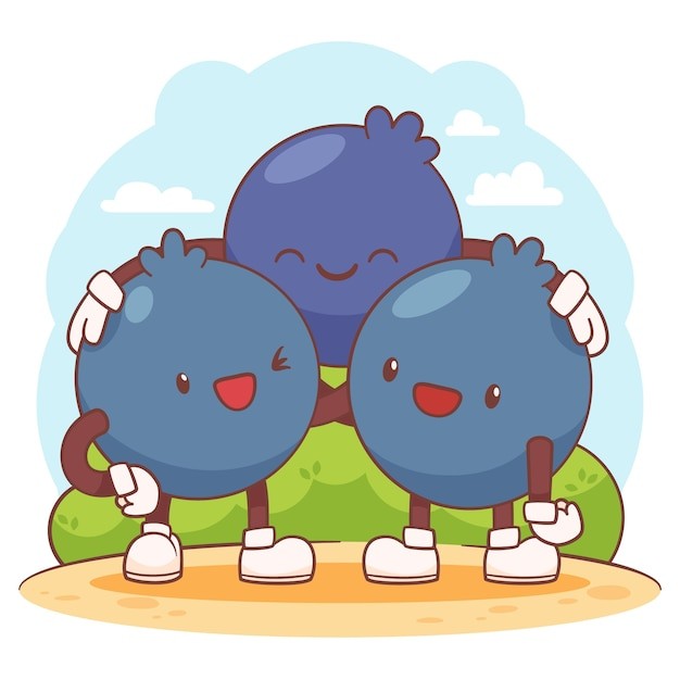 手绘蓝莓卡通插画