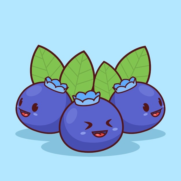 手绘蓝莓卡通插画