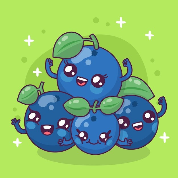 蓝莓卡通插画