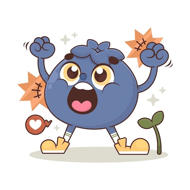 手绘卡通蓝莓插画