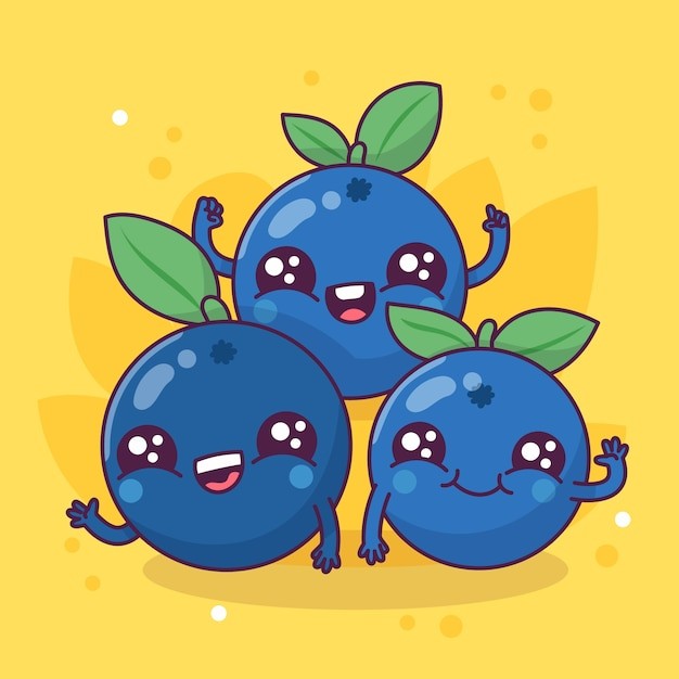 手绘卡通蓝莓插画