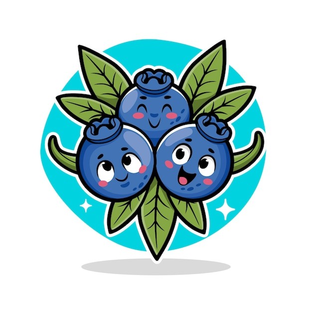 手绘蓝莓卡通插画