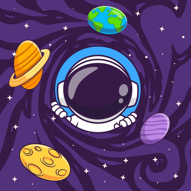 太空探索卡通插画