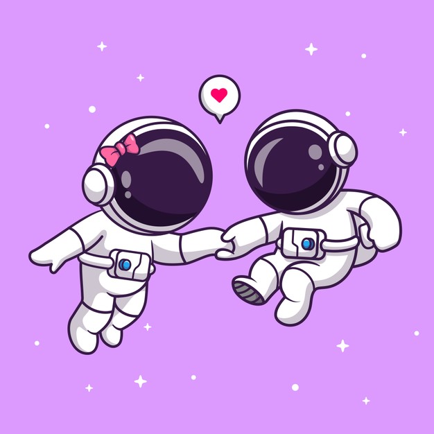 太空情侣卡通插画