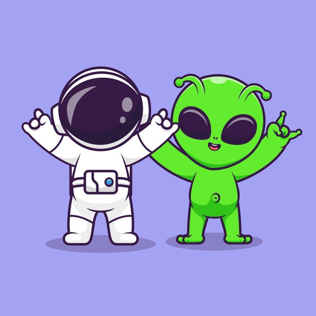宇航员与外星人卡通形象设计素材