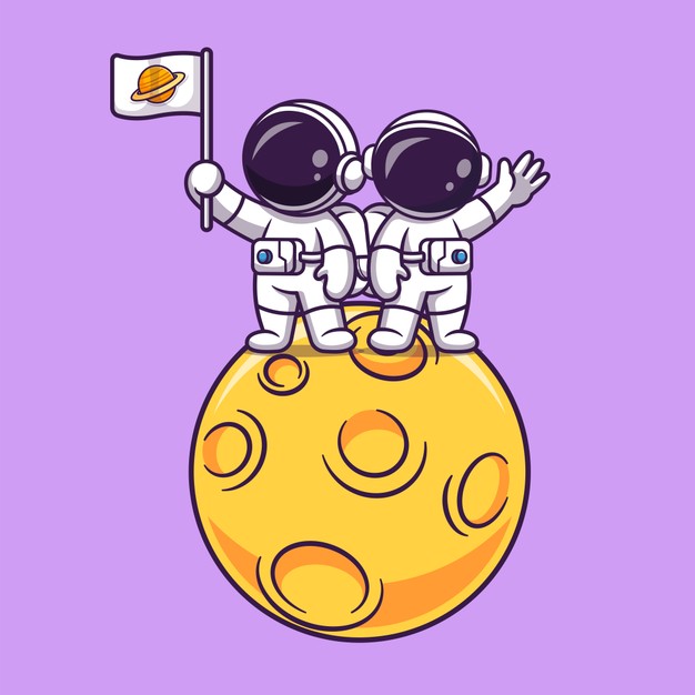 太空探索主题卡通宇航员插画