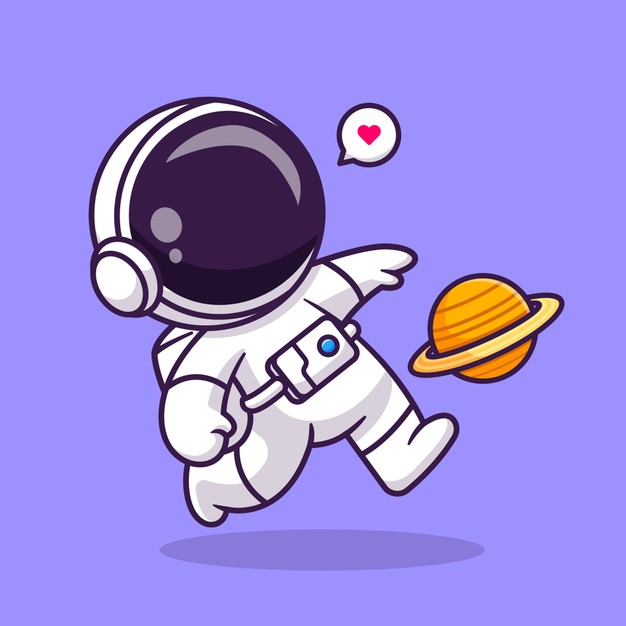 可爱宇航员太空探险卡通插画