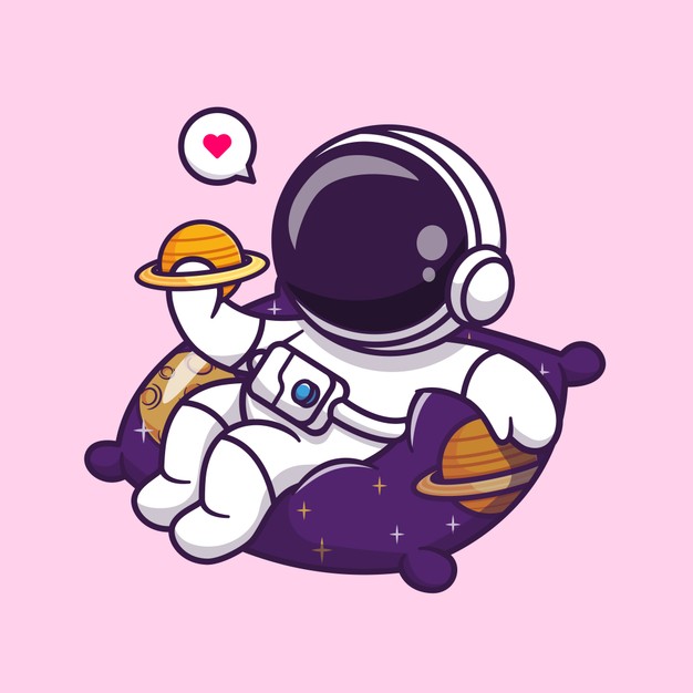 可爱宇航员抱着星球坐在星空沙发上